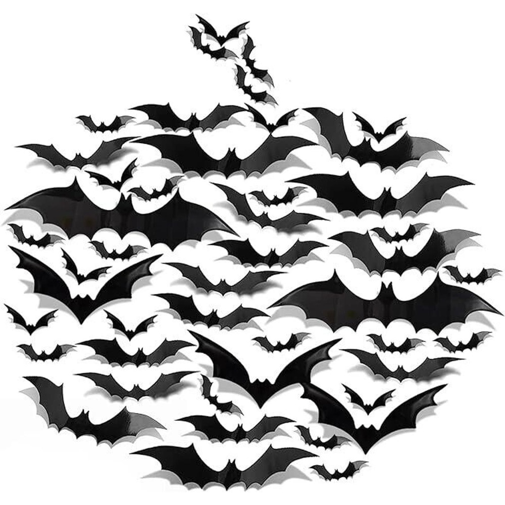 111 3D Halloween Bats Party Decor Indoor Outdoor Wall Stickers Spooky Home